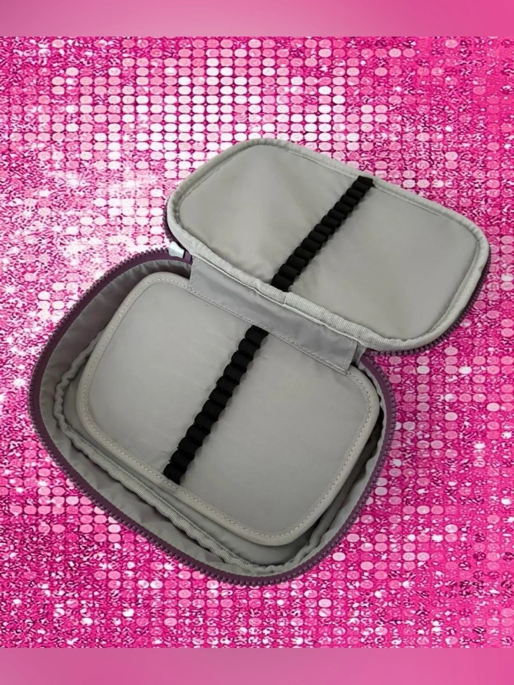 Kipling Purple Makeup Case with Monkey Keychain - Cosmetic Organizer